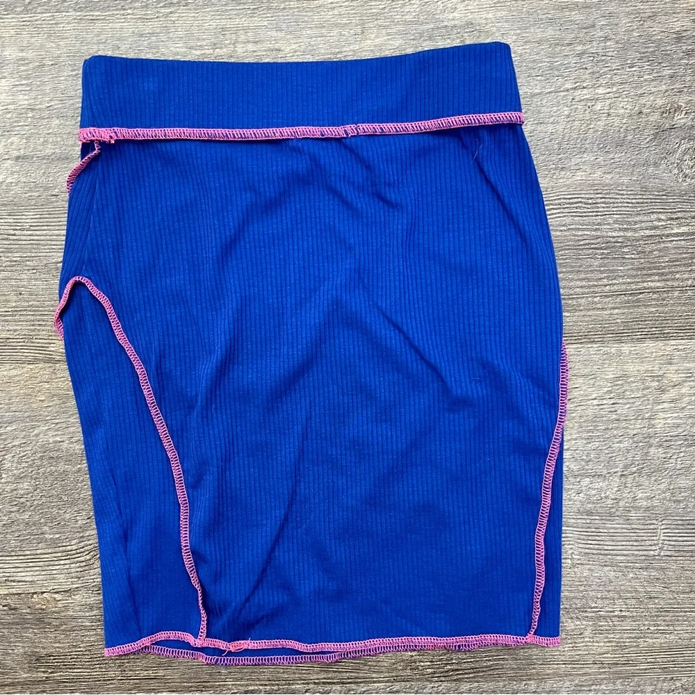 Fashion nova royal blue ribbed pencil skirt size medium M B169